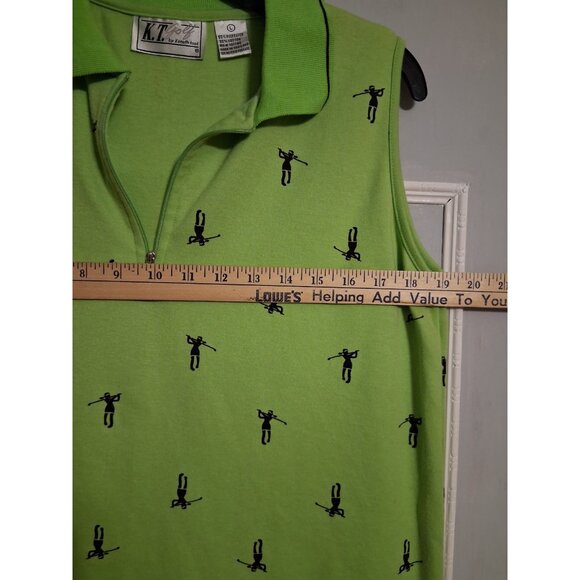 K.T. Golf Keneth Tool Green Top Zipper Size L Golfers Sleeveless - Picture 7 of 7